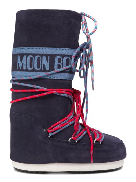 MOON BOOT Men's MB Icon Logo Suede Boots - Blue Navy