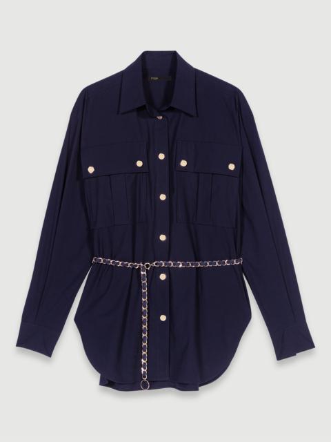 Belted long shirt