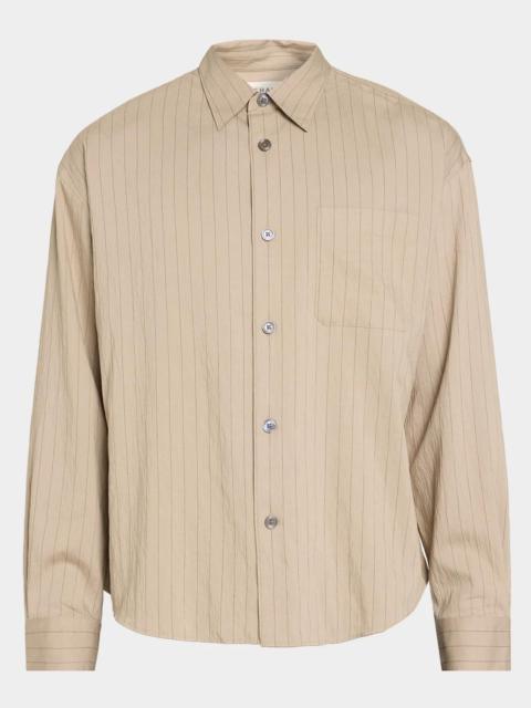 FRAME Men's Hairline Stripe Button-Front Shirt