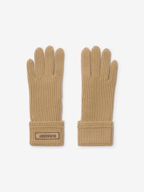 Burberry Logo Patch Wool Blend Gloves