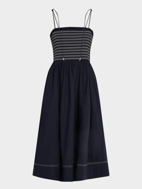 VERONICA BEARD Kaela Smocked A-Line Midi Dress