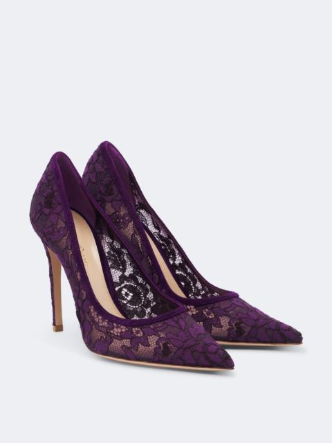 Gianvito Rossi Claudia suede-trimmed lace pumps