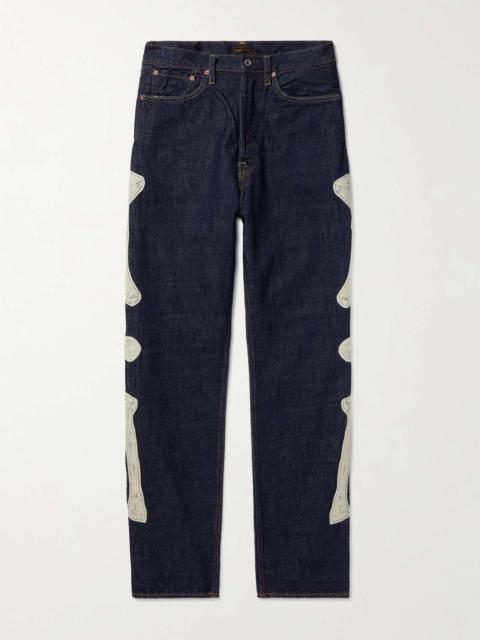 Kapital Slim-Fit Crochet-Trimmed Jeans