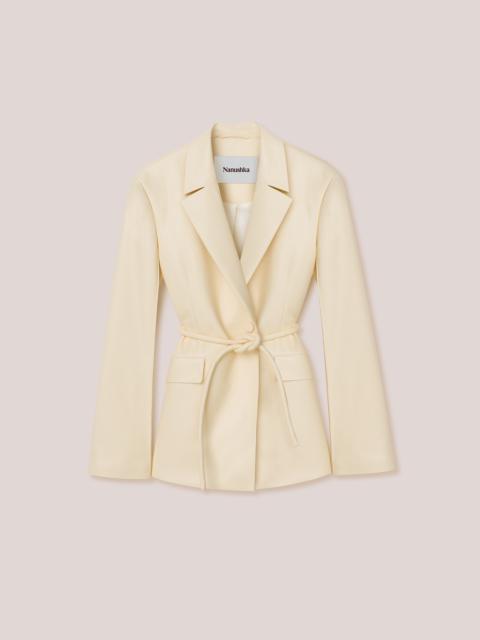 Nanushka MARIKO - Vegan leather tie-waist blazer - Vanilla
