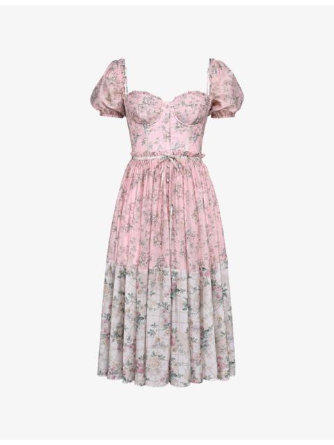 House of CB Penelope Floral-Print Tie-Waist Woven Midi Dress