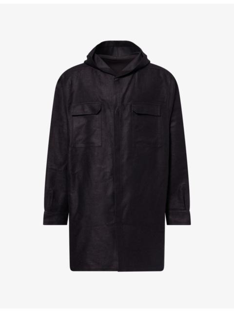 Rick Owens Longline Hooded Woven Shirt