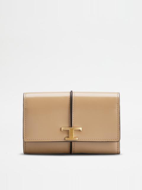 Tod's T TIMELESS WALLET IN LEATHER - BEIGE