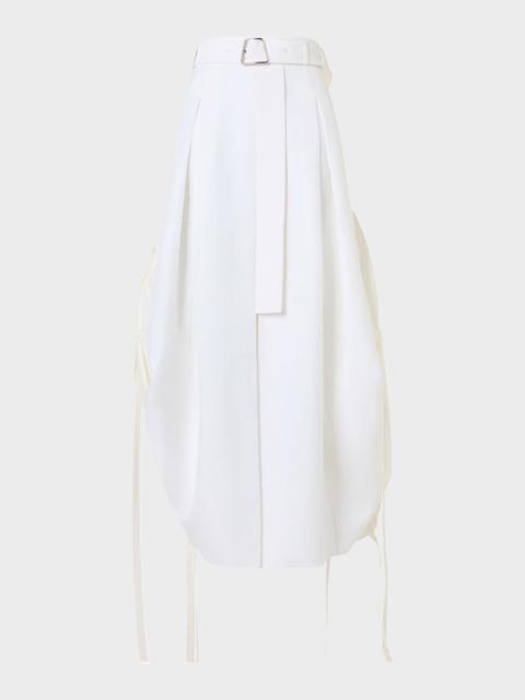 AKRIS Belted Side-Gathered Midi Skirt
