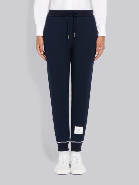 Thom Browne Navy Mesh Back Cotton Rib Contrast Cover Stitch Sweatpants