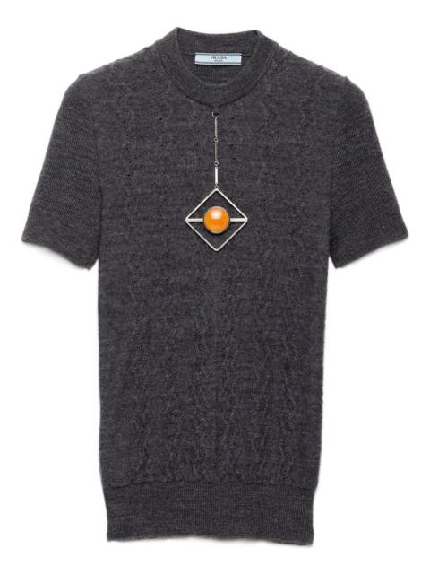 Prada pendant-embellishment short-sleeve sweater
