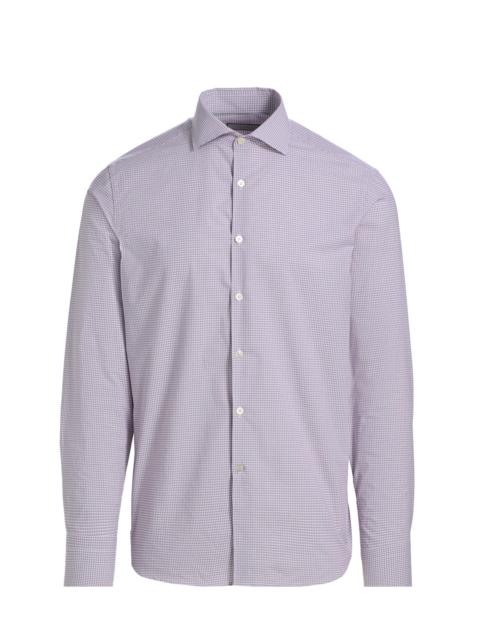 Canali Men's Micro Checked Cotton Sport Shirt - Purple
