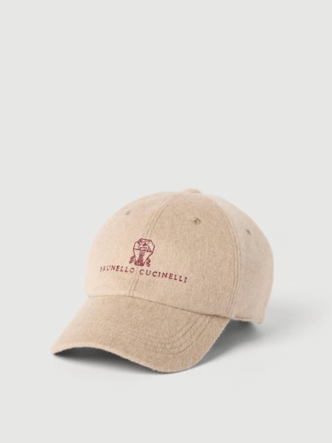 Brunello Cucinelli Lighweight cashmere and vicuña beaver cloth baseball cap with embroidered logo