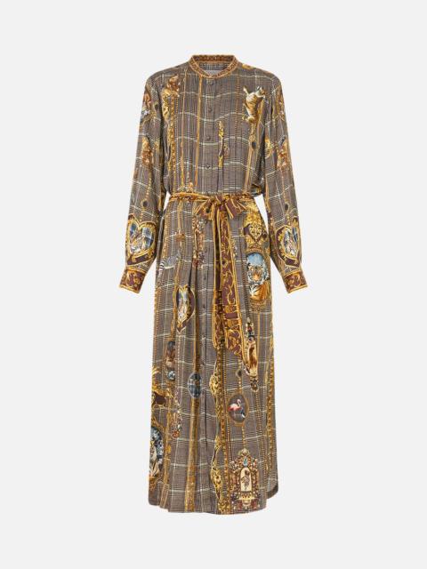 CAMILLA MIDI SHIRT DRESS WITH PINTUCKS ANIMALS IN THE PALACE