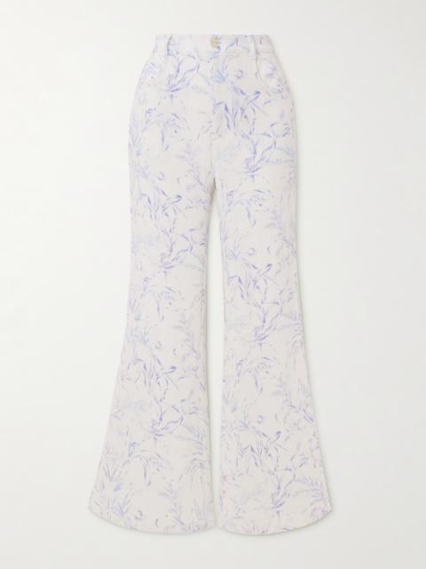 ALIX OF BOHEMIA Bunny Avian Printed Linen-canvas Flared Pants