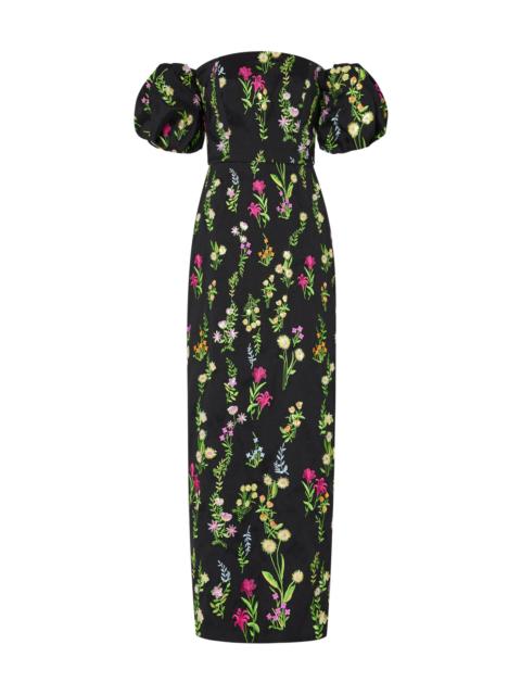 MILLY Women's Nira Bloom Floral-Embroidered Off-The-Shoulder Maxi Dress - Black Multi