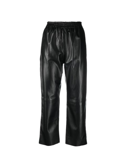 cropped straight-leg leather trousers