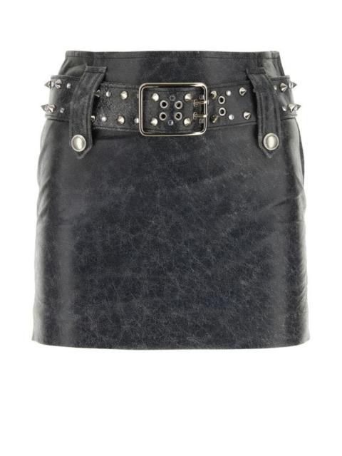 Alessandra Rich Grey leather mini skirt