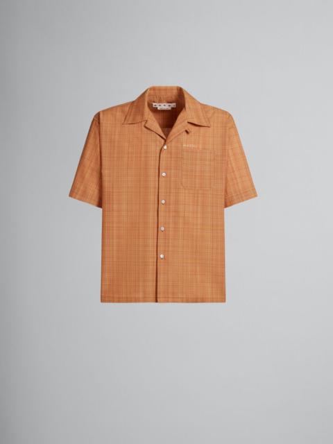 Marni ORANGE BOWLING SHIRT IN CHECKED LIGHT WOOL