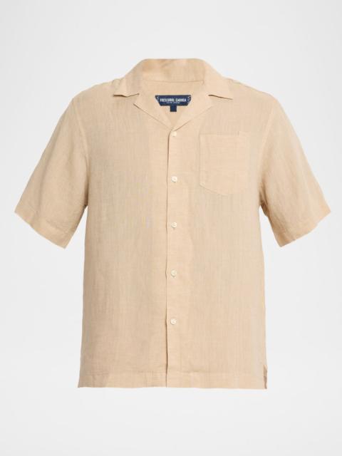 FRESCOBOL CARIOCA Men's Angelo Linen Pocket Camp Shirt