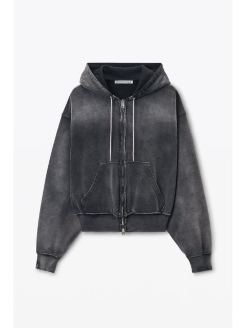 Alexander Wang Crystal Hotfix Drawcord로 지퍼 업 후드
