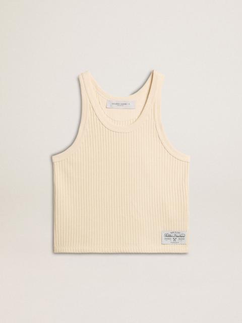 Parchment-colored sleeveless top