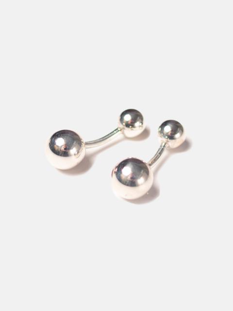 J. PRESS MADE-IN-USA SILVER FINISH DOUBLE BALL CUFFLINKS
