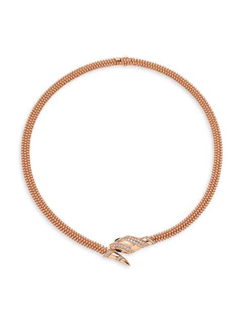 BVLGARI Women's Serpenti 18K Rose Gold, Onyx & 0.69 TCW Diamond Snake Collar Necklace - Pink Gold