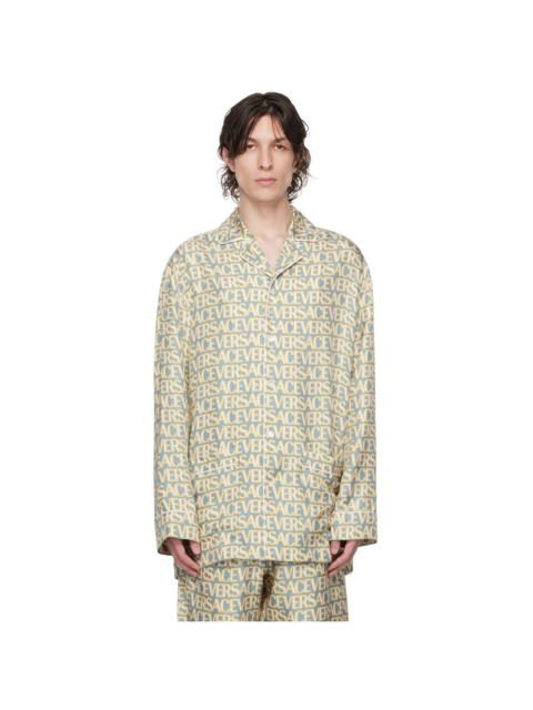 VERSACE Blue & Off-White Allover Pyjama Shirt