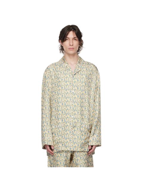 Blue & Off-White Allover Pyjama Shirt