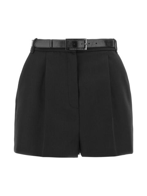 ELISABETTA FRANCHI Belted Wool Shorts