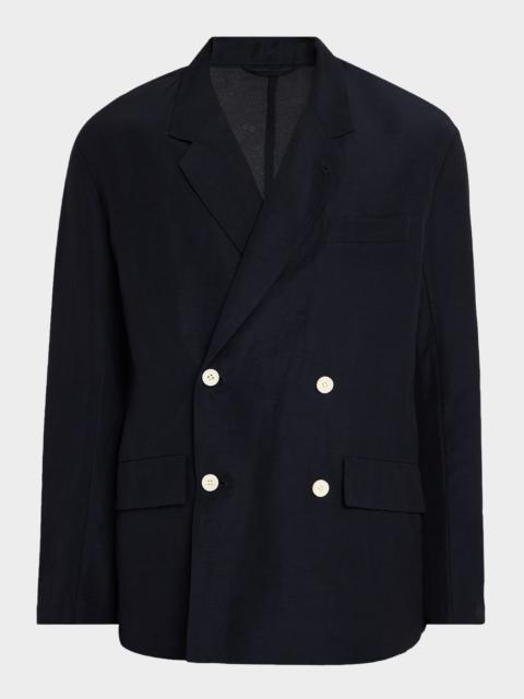 EMPORIO ARMANI Men's Oversized Linen Blend Double-Breasted Blazer
