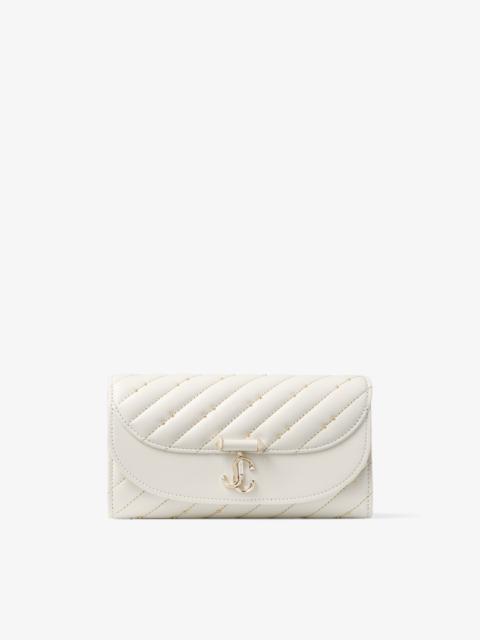 JIMMY CHOO Avenue Curve Wallet With Chain Latte Quilted Nappa Leather Wallet with Chain