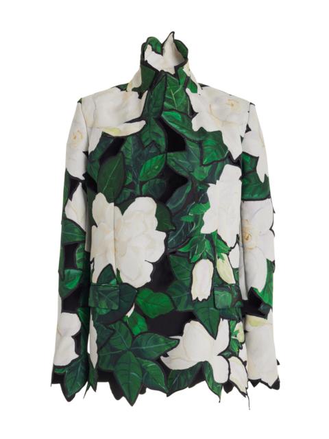 Cutout Gardenia Faille Embroidered Jacket multi