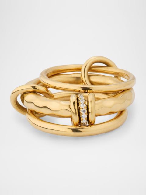 Spinelli Kilcollin 18K Yellow Gold Gemini YG Vulcan Ring with Diamonds