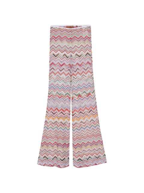 zigzag-woven flared trousers