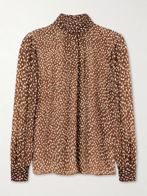 NILI LOTAN Remie animal-print silk blouse Brown