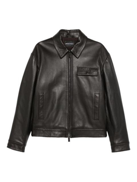 EMPORIO ARMANI zip-fastening leather jacket