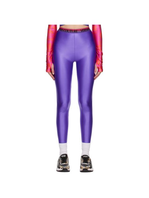 VERSACE JEANS COUTURE Purple Shiny Leggings