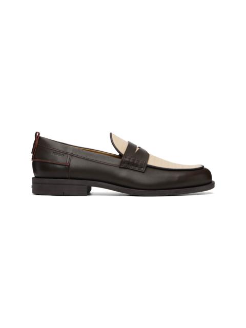 HUGO Brown Crocodile Vamp Leather Loafers