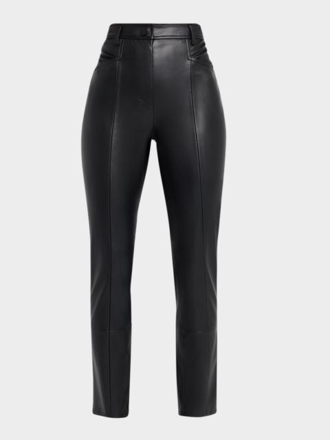MILLY Rue Cropped Faux Leather Skinny Pants