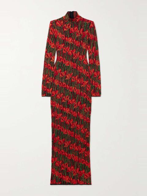 PUCCI Open-back jacquard-knit turtleneck maxi dress