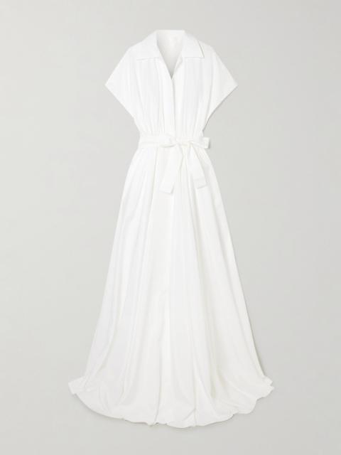 NORMA KAMALI Belted pleated poplin gown White