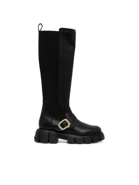 Moschino buckle knee-high boots