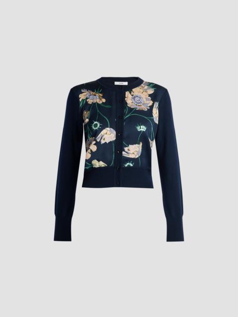Erdem FLORAL PRINT PANEL CROPPED CARDIGAN