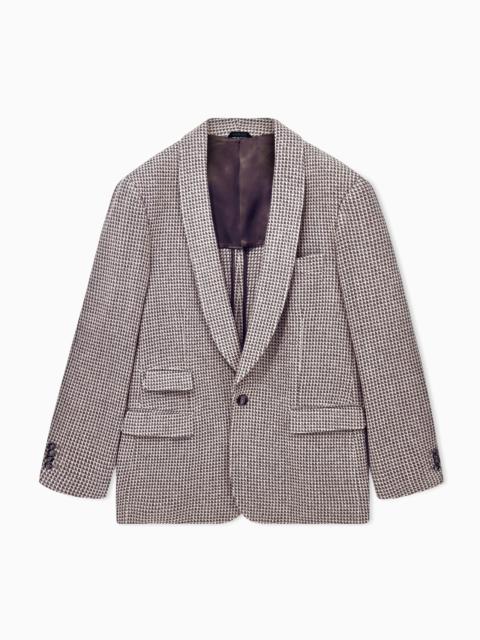 GIORGIO ARMANI BLAZER HERITAGE OVERSIZED CASHMERE WOOL MICRO JACQUARD KNIT