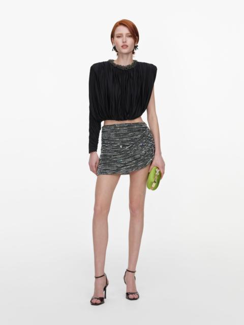 self-portrait Black Jersey Asymmetric Sleeve Top
