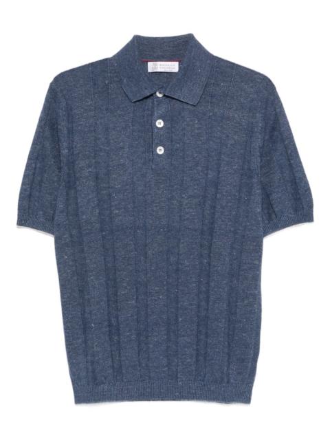 Brunello Cucinelli ribbed-knit short-sleeve polo shirt