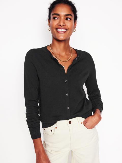 BODEN Emilia Cotton Crew Cardigan-Black