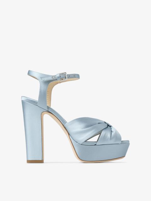 JIMMY CHOO Heloise 120 Ice Blue Satin Platform Sandals
