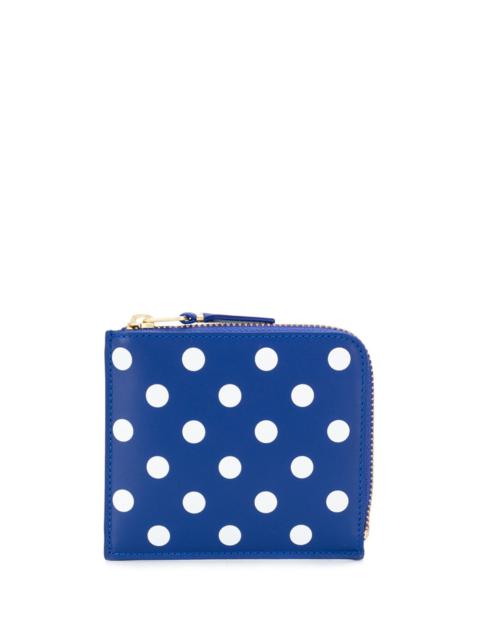 Dots Printed L-Shape Zip Wallet